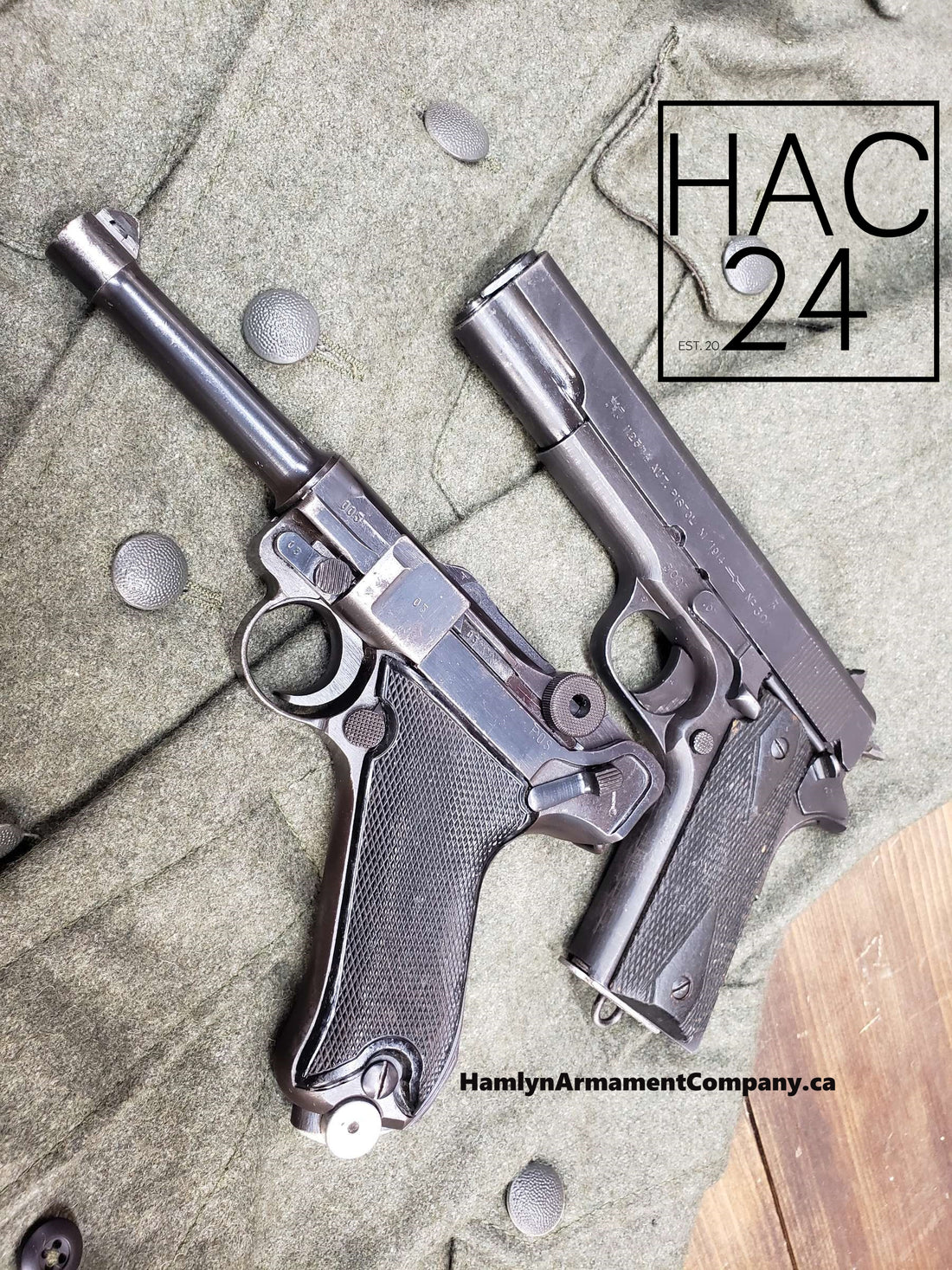 WW2 - Axis - 1942 Luger P08 & 1945 Kongsberg Colt M1914